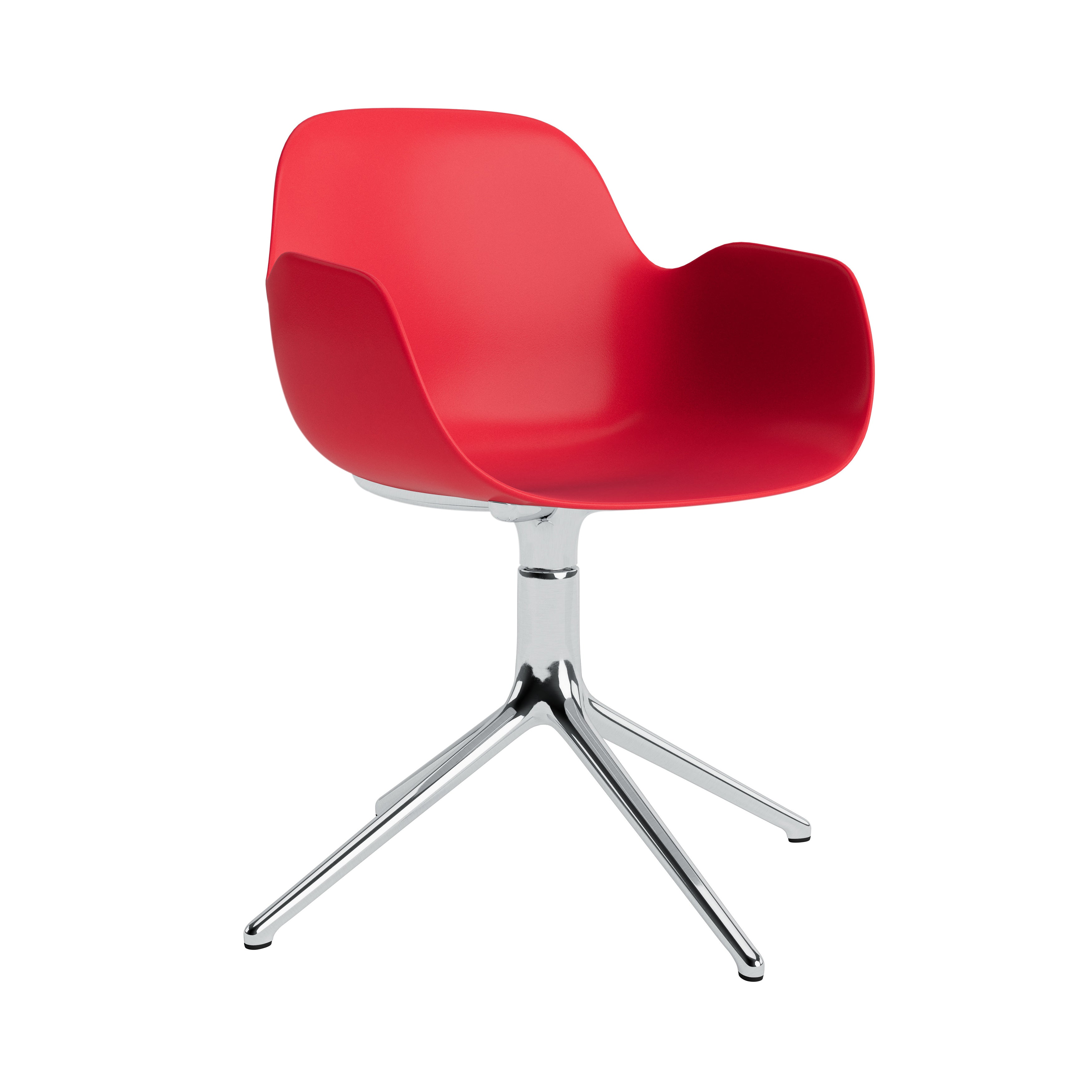 Form Armchair: Swivel + Bright Red + Aluminum + Without Casters