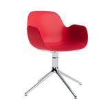 Form Armchair: Swivel + Bright Red + Aluminum + Without Casters