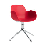 Form Armchair: Swivel + Bright Red +  Aluminum + Without Casters