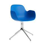 Form Armchair: Swivel + Bright Blue +  Aluminum + Without Casters
