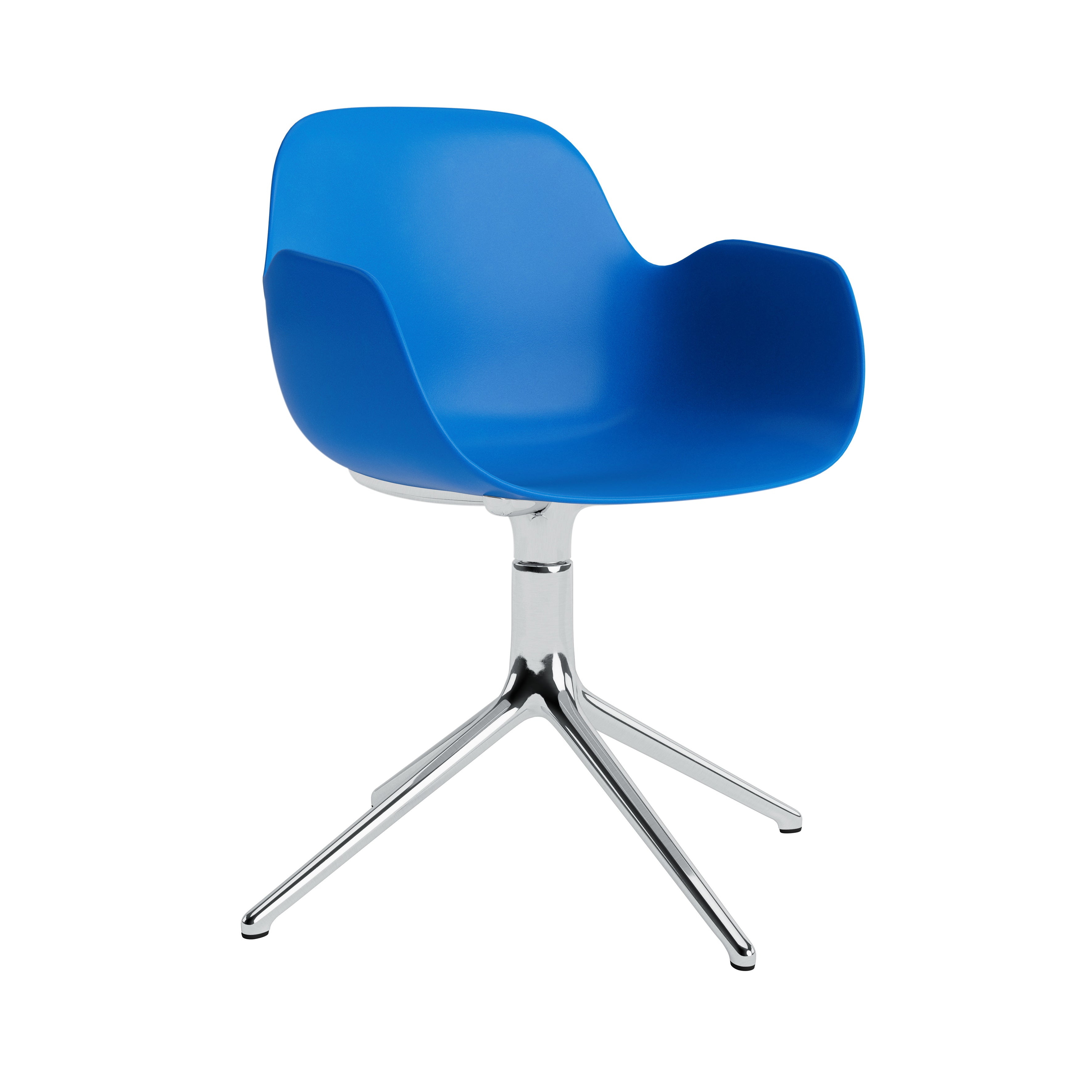 Form Armchair: Swivel + Bright Blue + Aluminum + Without Casters