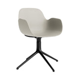 Form Armchair: Swivel + Light Grey + Black Aluminum + Without Casters