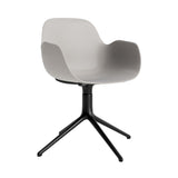 Form Armchair: Swivel + Warm Grey + Black Aluminum + Without Casters