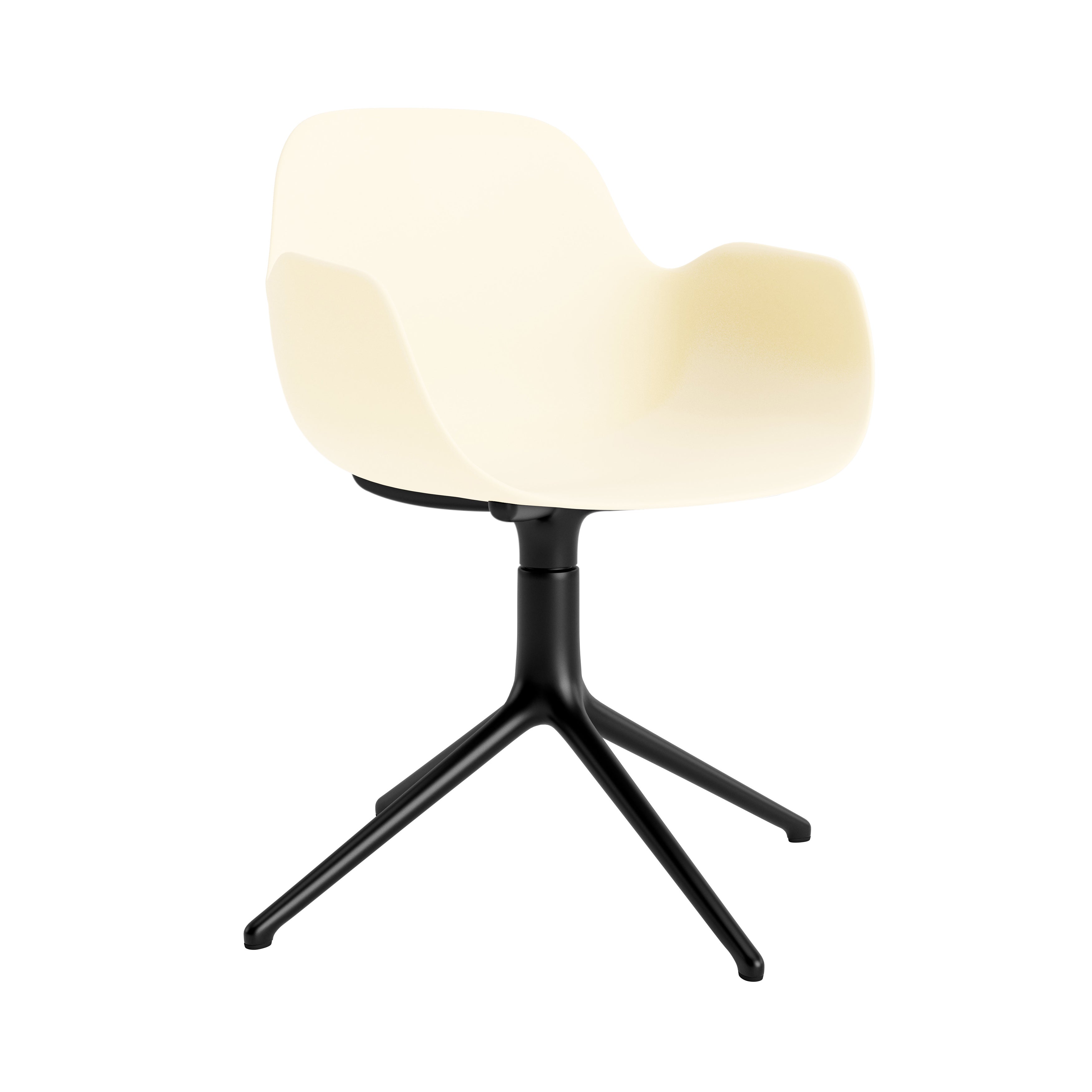 Form Armchair: Swivel + Cream + Black Aluminum + Without Casters