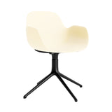 Form Armchair: Swivel + Cream + Black Aluminum + Without Casters
