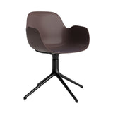 Form Armchair: Swivel + Brown + Black Aluminum + Without Casters