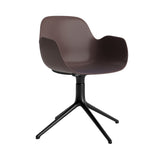 Form Armchair: Swivel + Brown + Black Aluminum + Without Casters