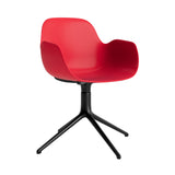 Form Armchair: Swivel + Bright Red + Black Aluminum + Without Casters