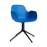 Form Armchair: Swivel + Bright Blue + Black Aluminum + Without Casters