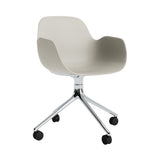 Form Armchair: Swivel + Light Grey + Aluminum + With Casters