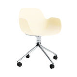 Form Armchair: Swivel + Cream + Aluminum + With Casters