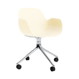 Form Armchair: Swivel + Cream + Aluminum + With Casters