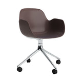 Form Armchair: Swivel + Brown + Aluminum + With Casters