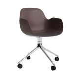 Form Armchair: Swivel + Brown + Aluminum + With Casters