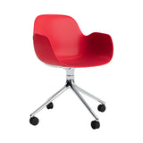 Form Armchair: Swivel + Bright Red + Aluminum + With Casters