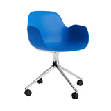 Form Armchair: Swivel + Bright Blue + Aluminum + With Casters