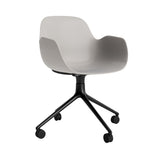 Form Armchair: Swivel + Warm Grey + Black Aluminum + With Casters