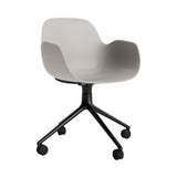 Form Armchair: Swivel + Warm Grey + Black Aluminum + With Casters