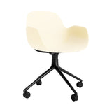 Form Armchair: Swivel + Cream + Black Aluminum + With Casters