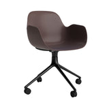 Form Armchair: Swivel + Brown + Black Aluminum + With Casters