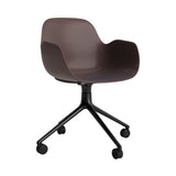 Form Armchair: Swivel + Brown + Black Aluminum + With Casters