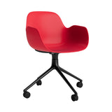 Form Armchair: Swivel + Bright Red + Black Aluminum + With Casters