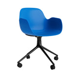 Form Armchair: Swivel + Bright Blue + Black Aluminum + With Casters