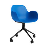 Form Armchair: Swivel + Bright Blue + Black Aluminum + With Casters