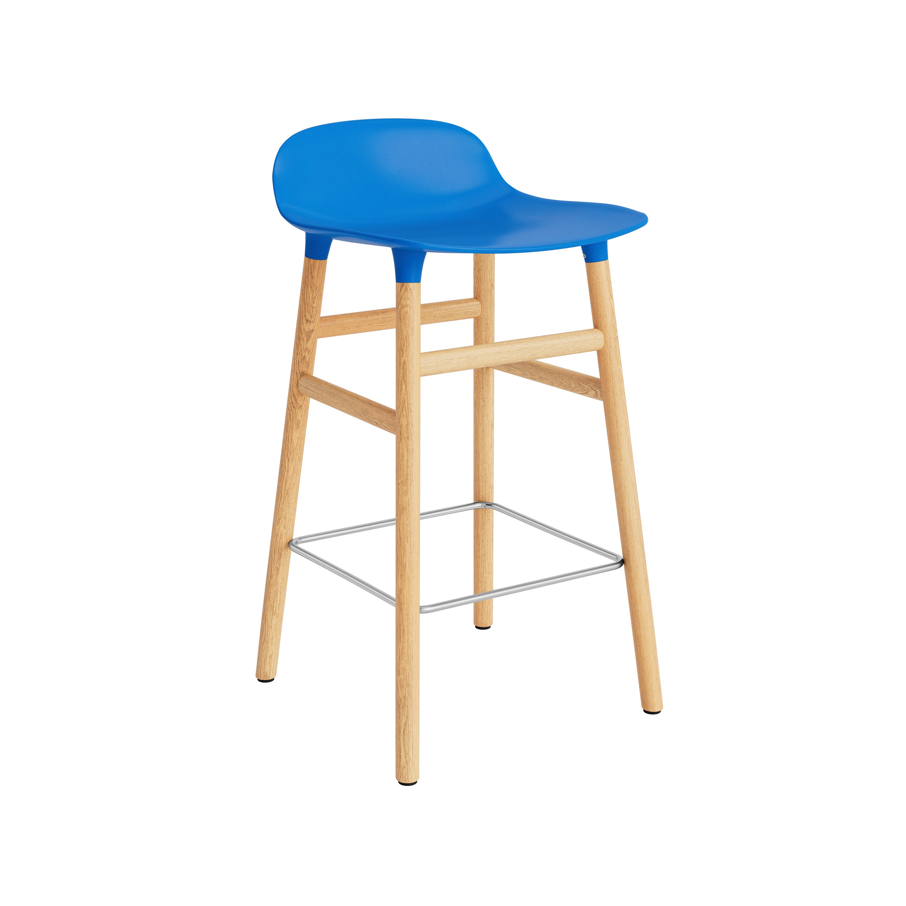 Form Bar + Counter Stool: Oak Legs + Counter + Bright Blue