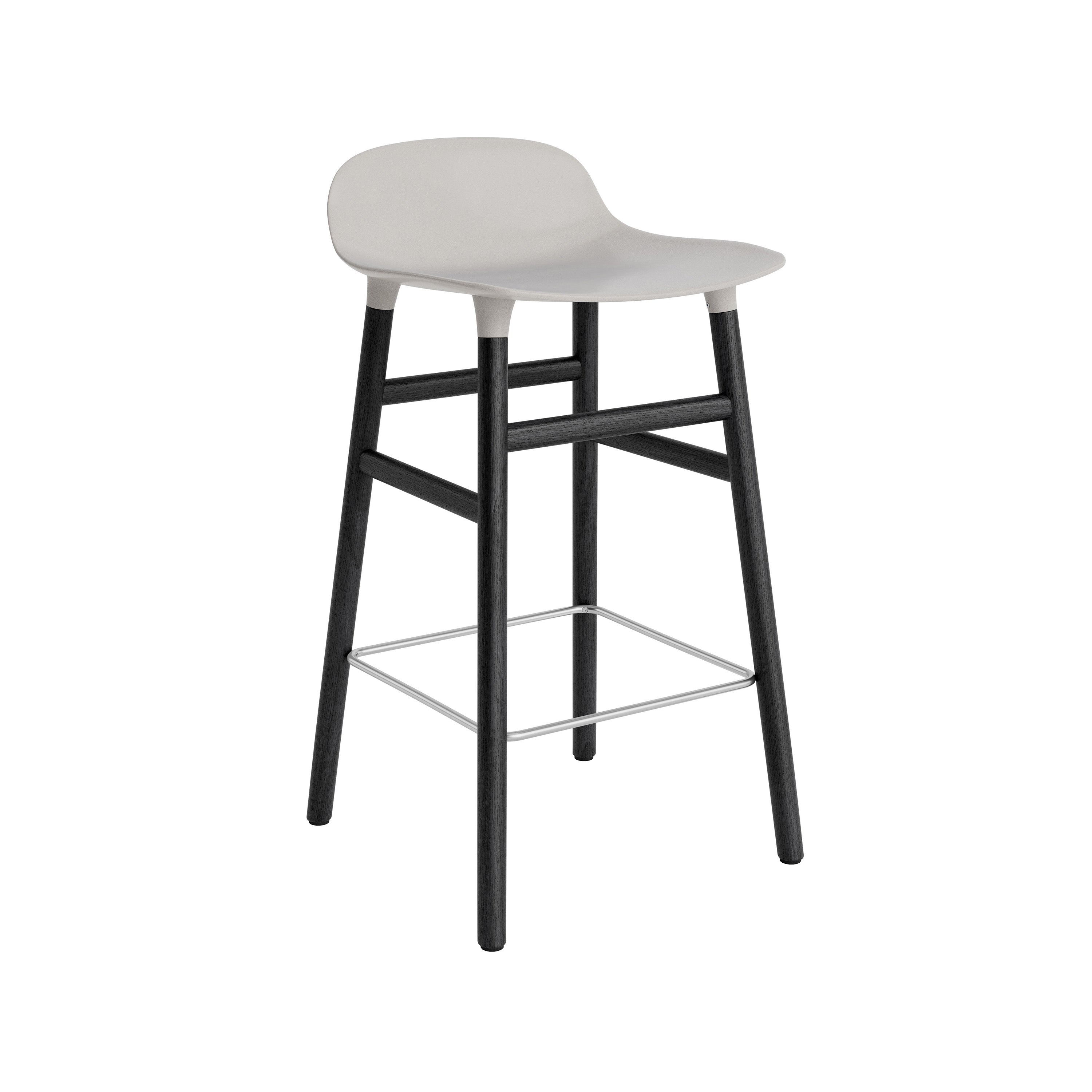 Form Bar + Counter Stool: Black Lacquered Oak + Counter + Warm Grey
