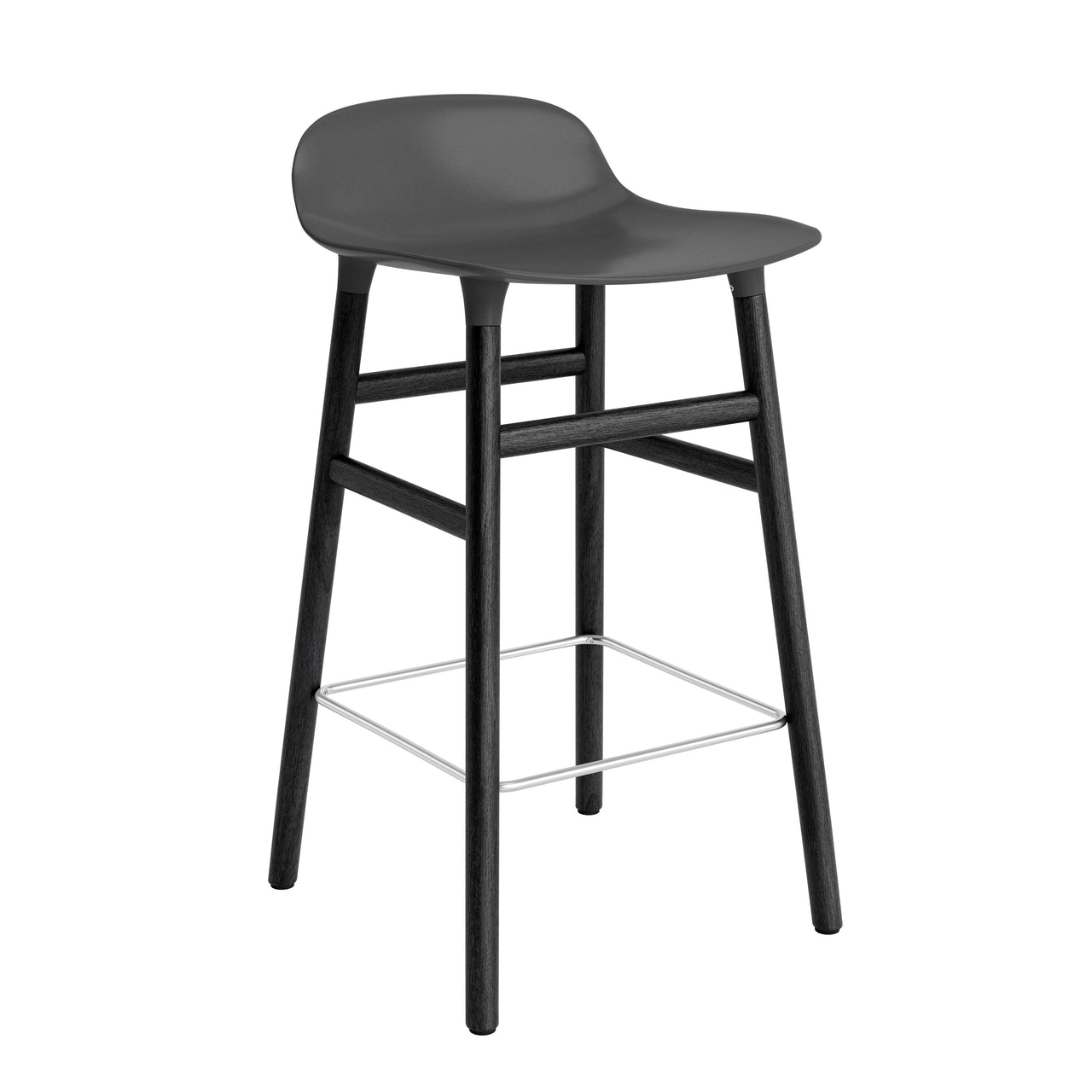 Form Bar + Counter Stool: Black Lacquered Oak + Counter + Black