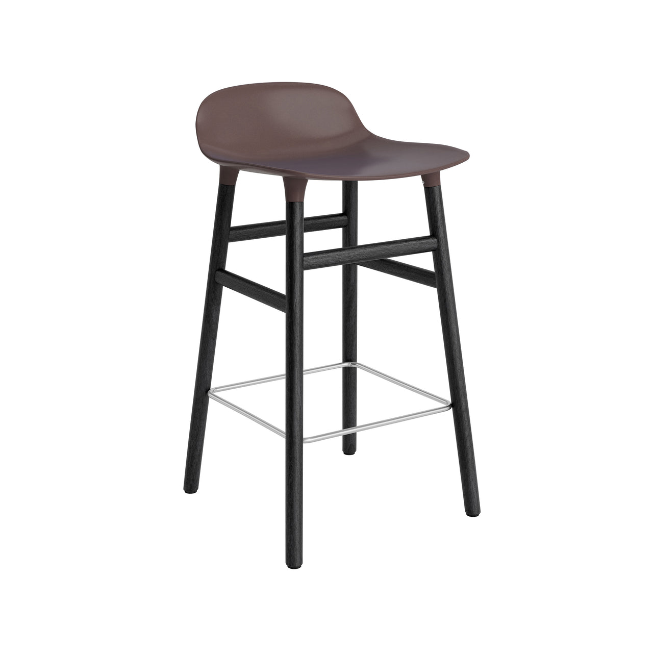 Form Bar + Counter Stool: Black Lacquered Oak + Counter + Brown