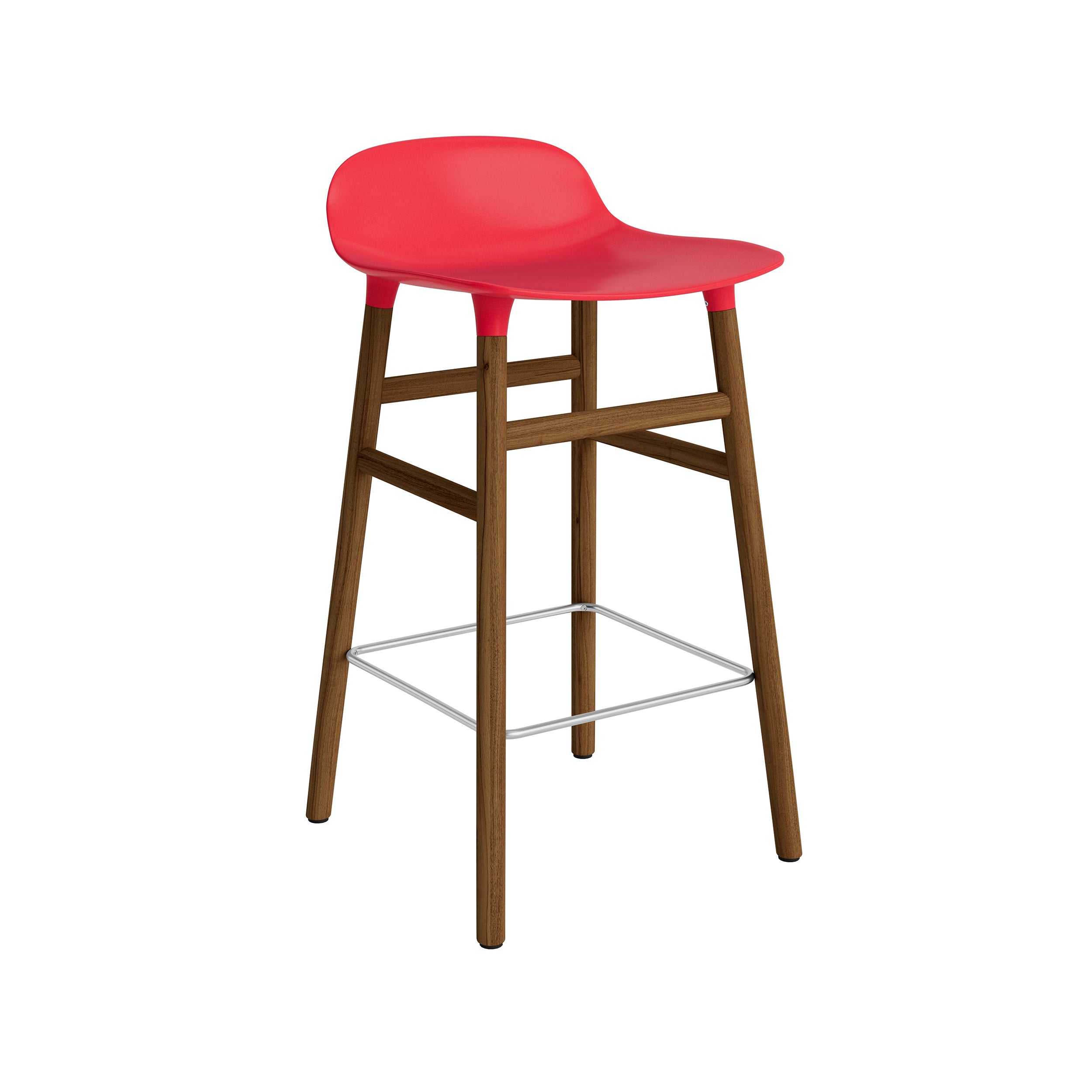 Form Bar + Counter Stool: Walnut Legs + Counter + Bright Red