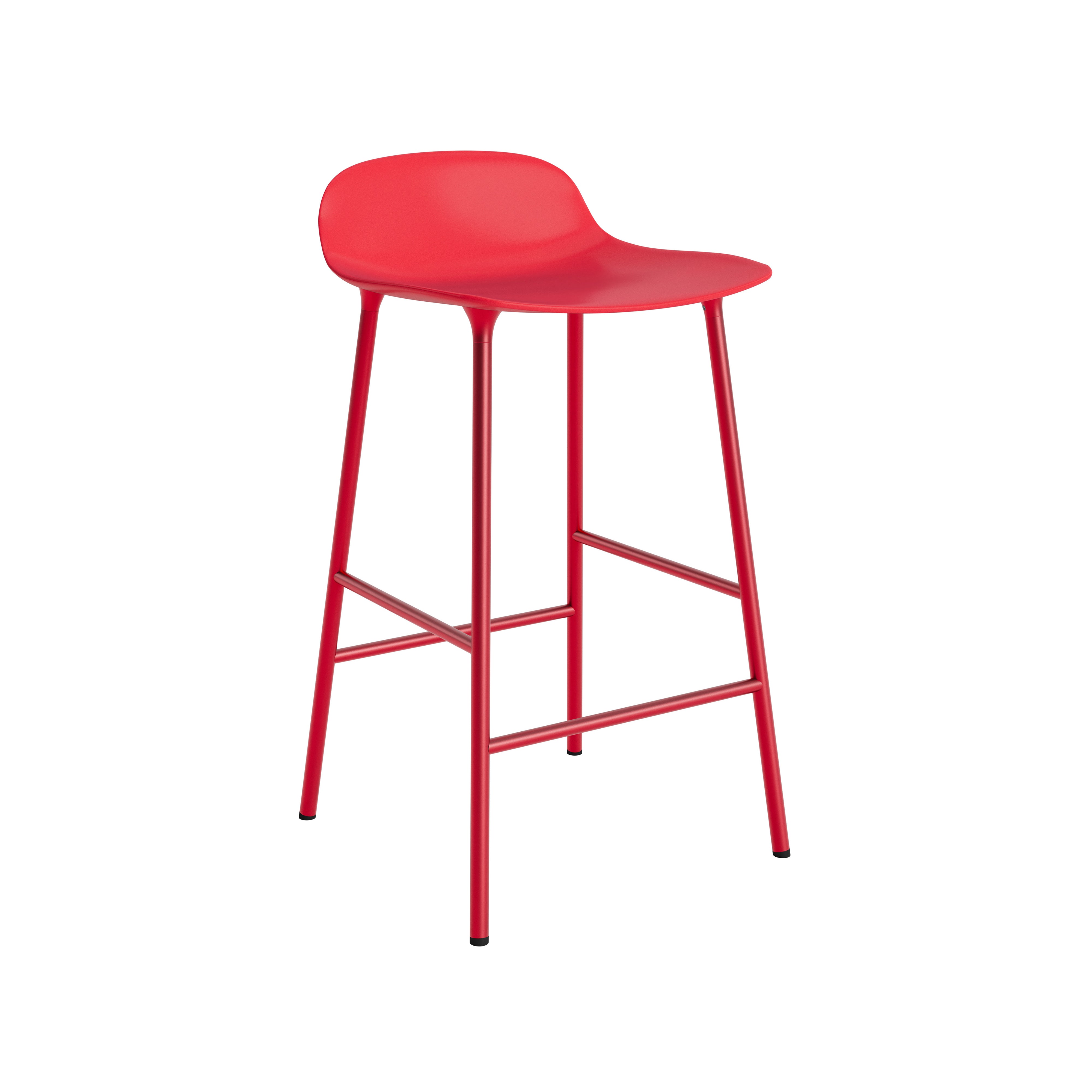 Form Bar + Counter Stool: Steel + Counter + Bright Red