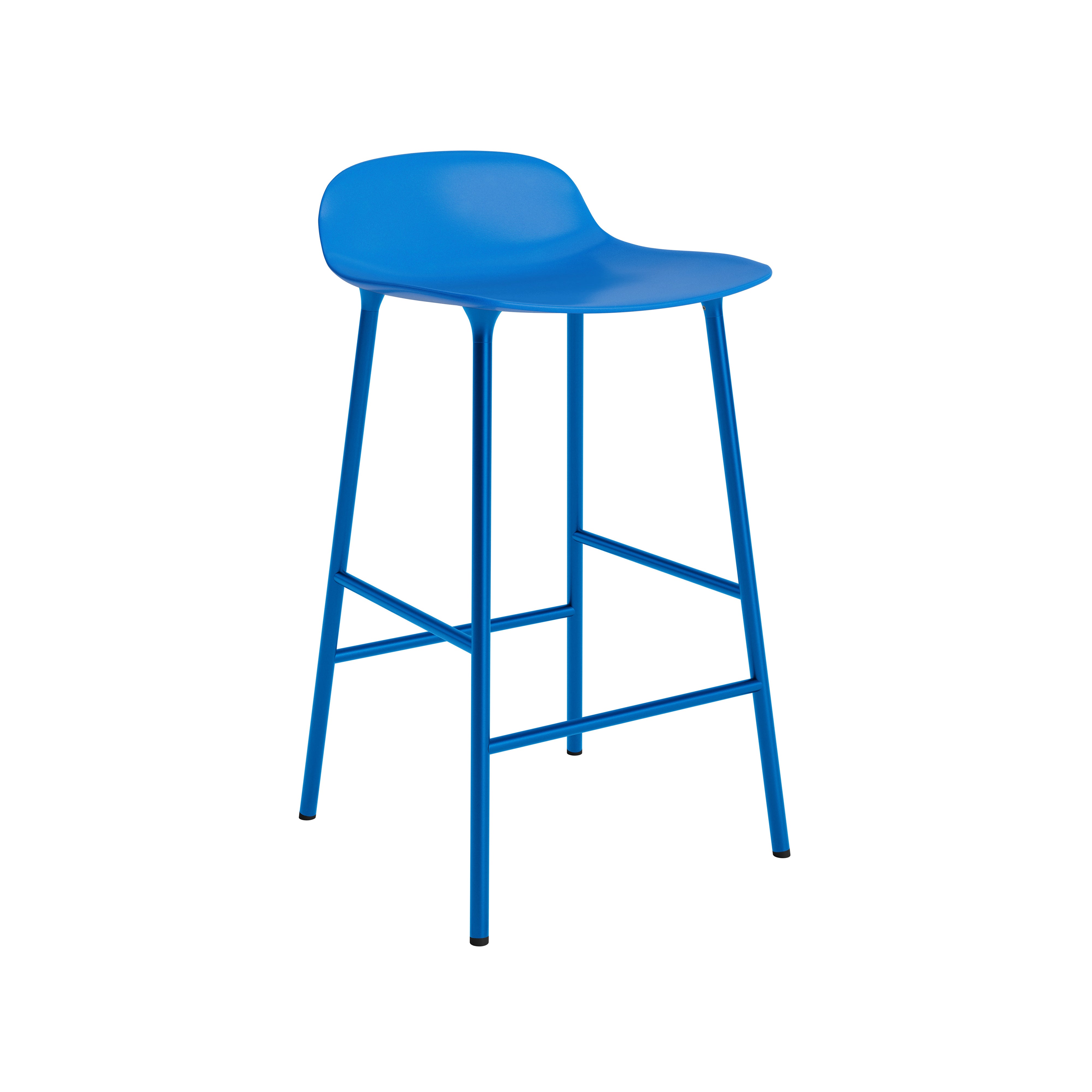 Form Bar + Counter Stool: Steel + Counter + Bright Blue