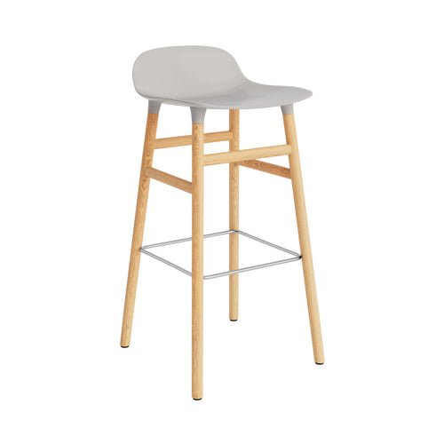 Form Bar + Counter Stool: Oak Legs + Bar + Warm Grey