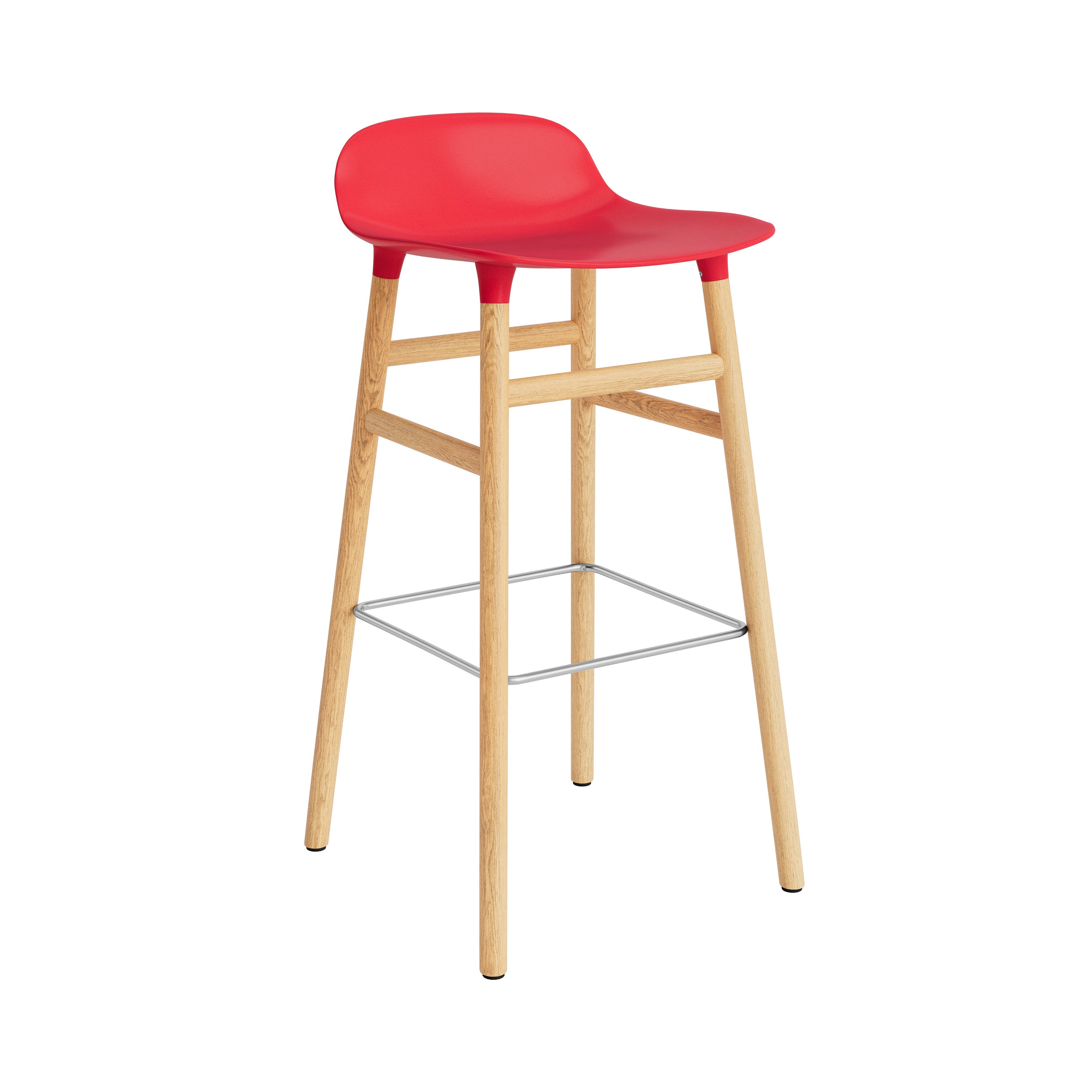 Form Bar + Counter Stool: Oak Legs + Bar + Bright Red