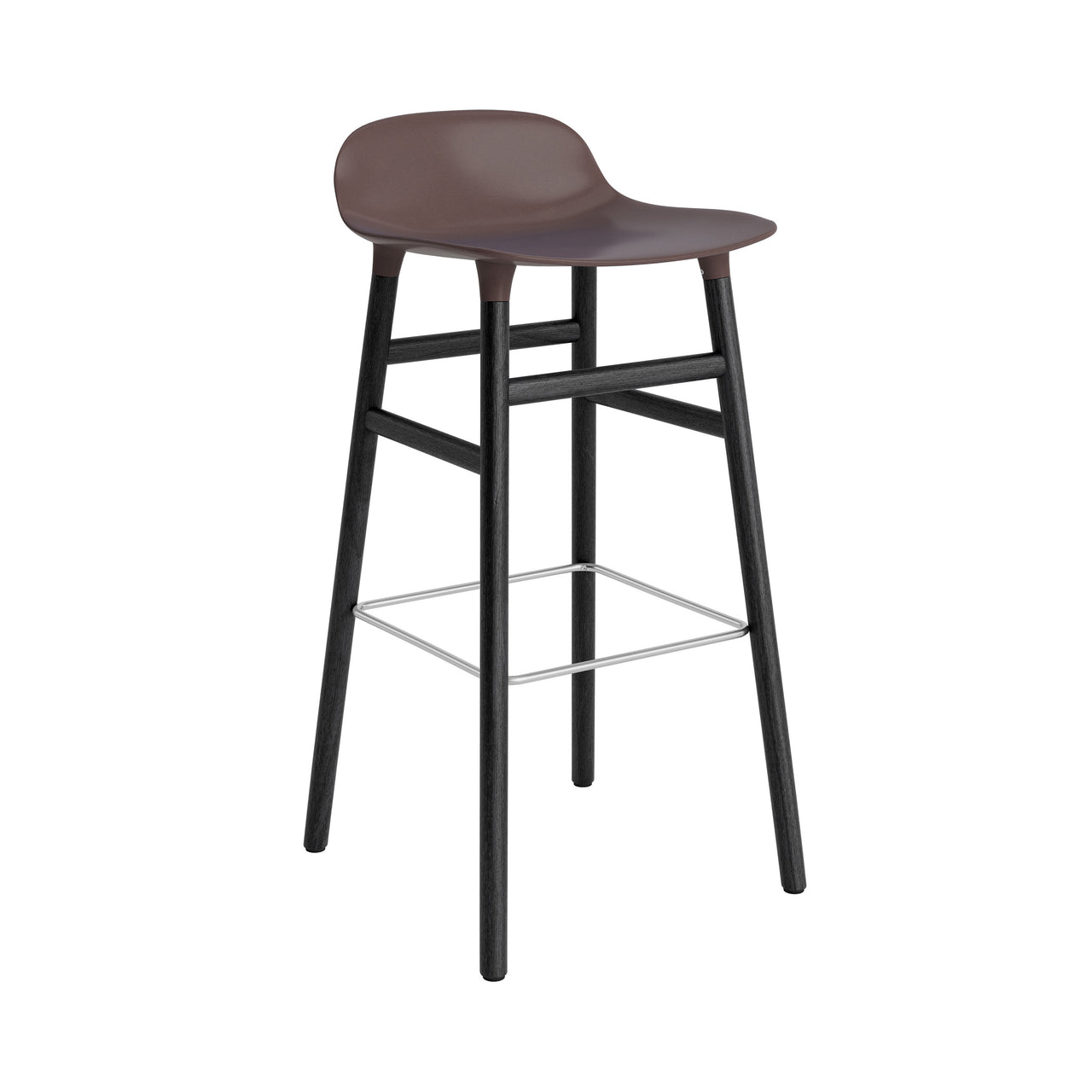 Form Bar + Counter Stool: Black Lacquered Oak + Bar + Brown