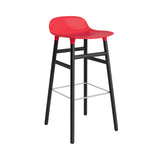 Form Bar + Counter Stool: Black Lacquered Oak + Bar + Bright Red