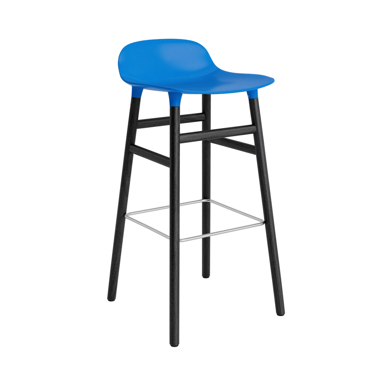 Form Bar + Counter Stool: Black Lacquered Oak + Bar + Bright Blue