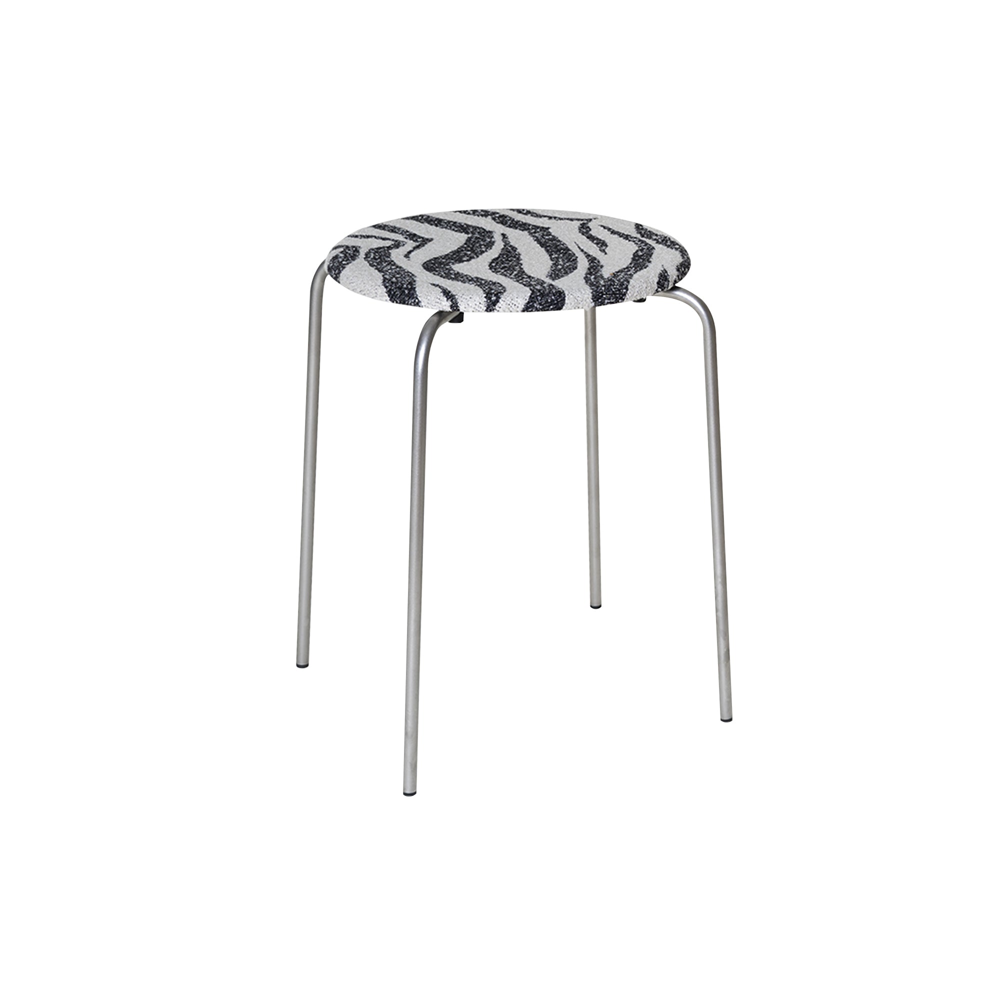 Petit Rond Stool: Upholstered: Zebra Fabric