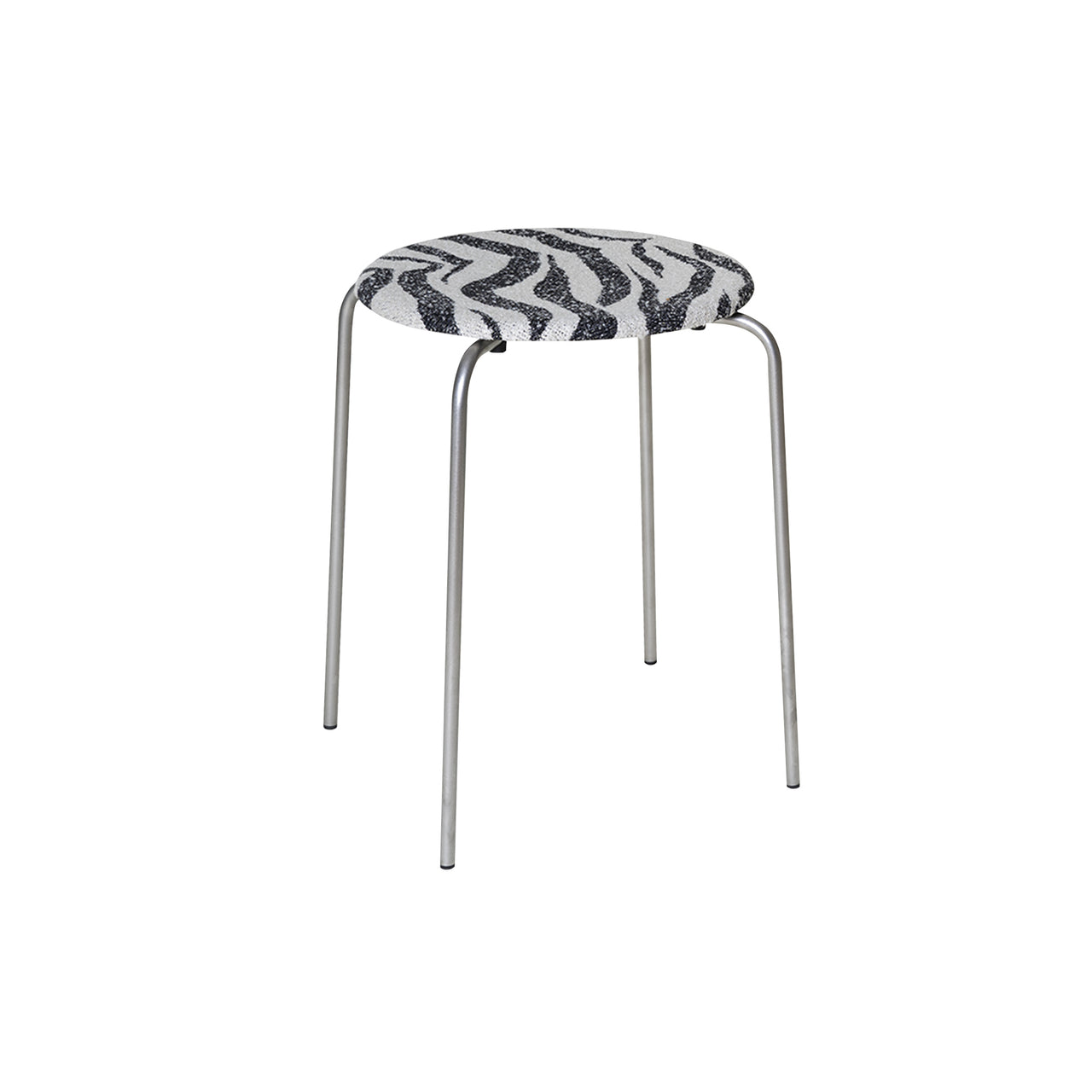 Petit Rond Stool: Upholstered: Zebra Fabric