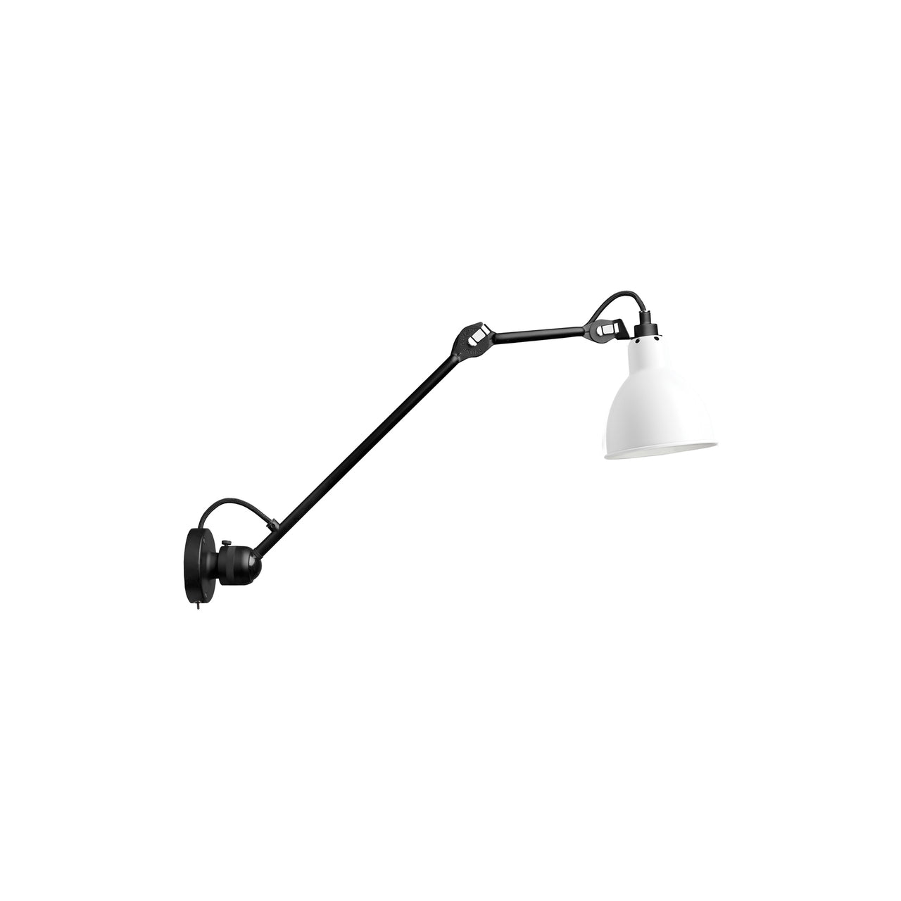 Lampe Gras N°304 L40 Wall Lamp: White + Round + With Switch