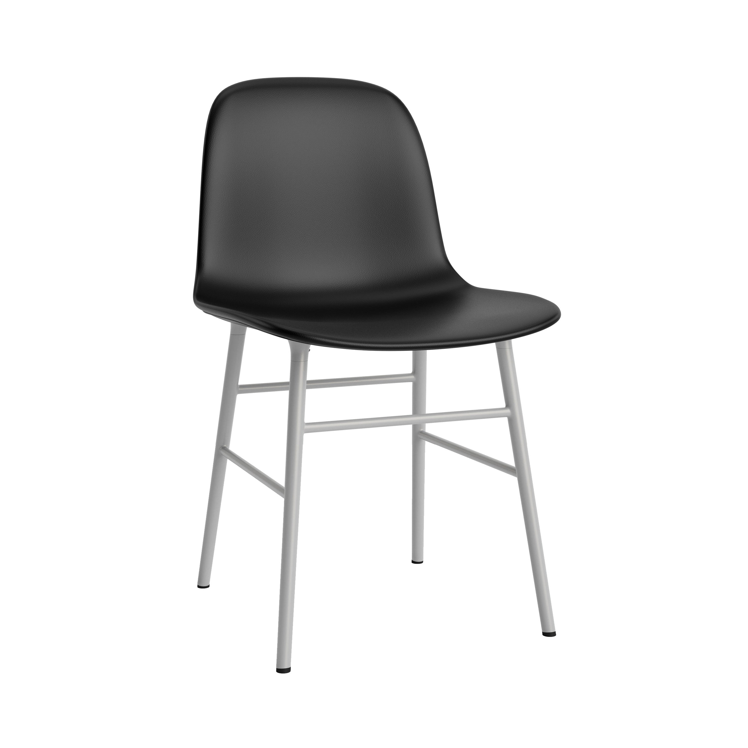 Form Chair: Steel Base + Full Upholstered + Grey
