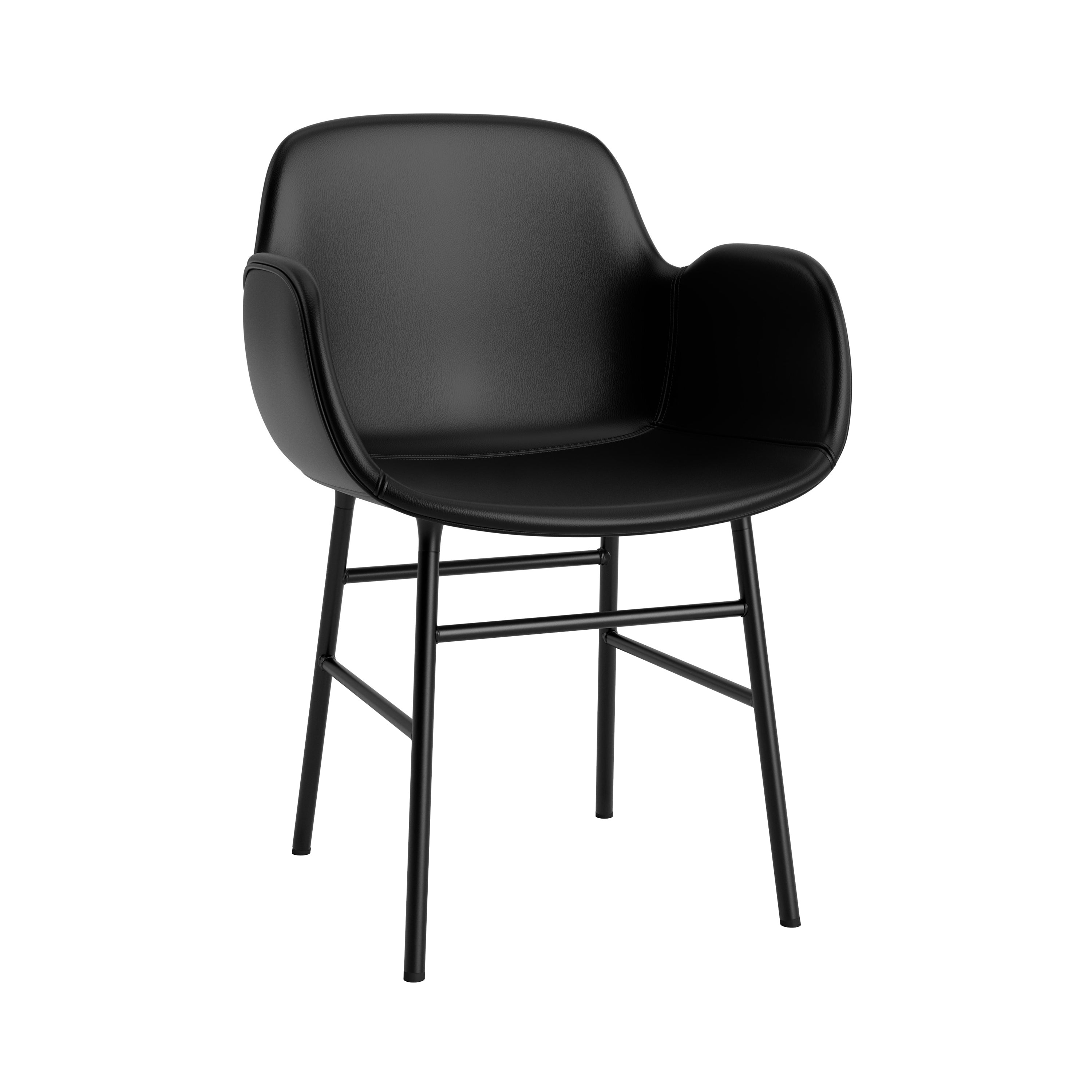 Form Armchair: Steel Base + Full Upholstered + Black