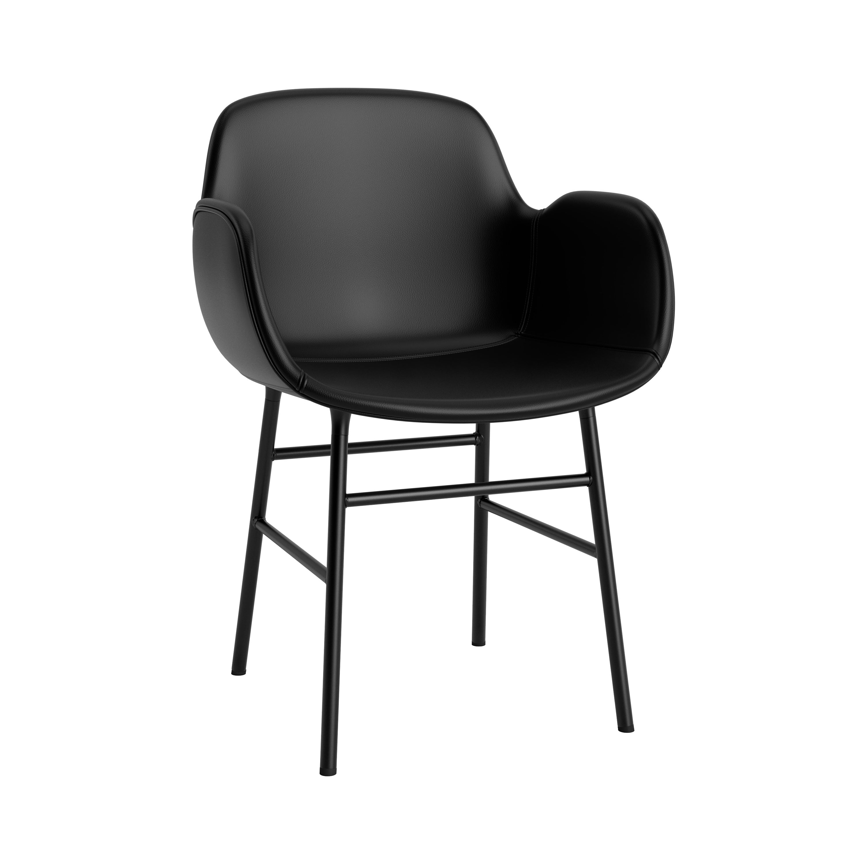 Form Armchair: Steel Base + Full Upholstered + Black