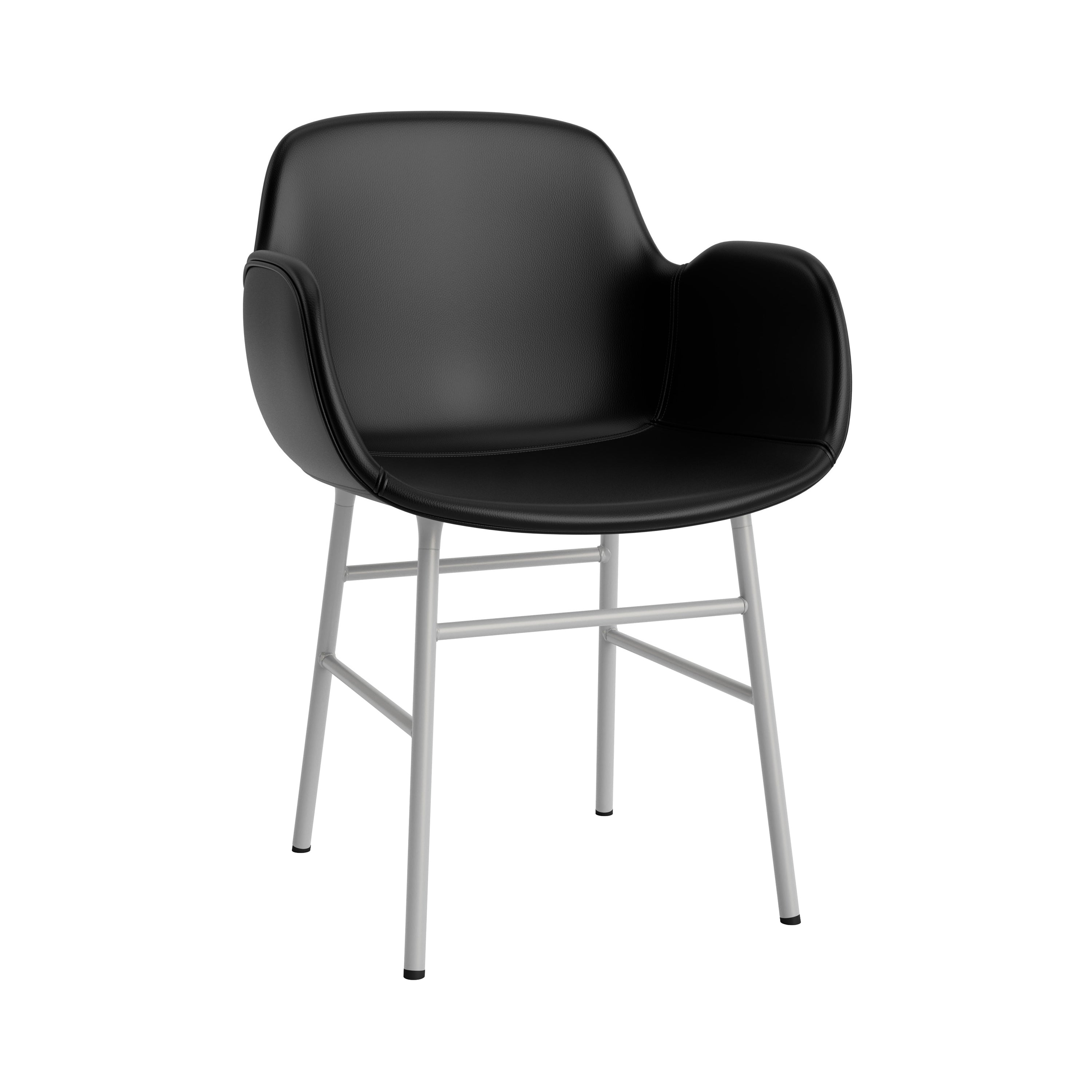 Form Armchair: Steel Base + Full Upholstered + Grey