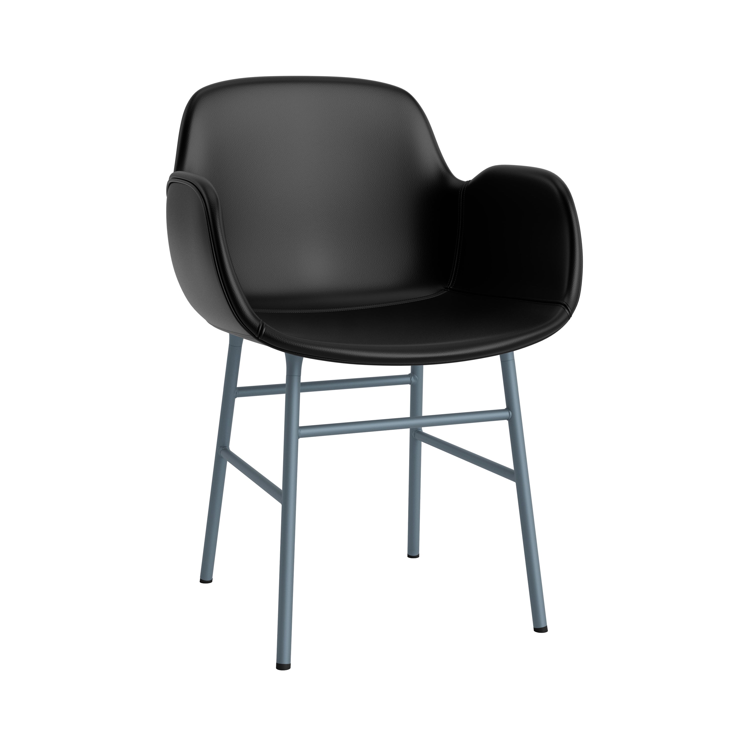 Form Armchair: Steel Base + Full Upholstered + Blue