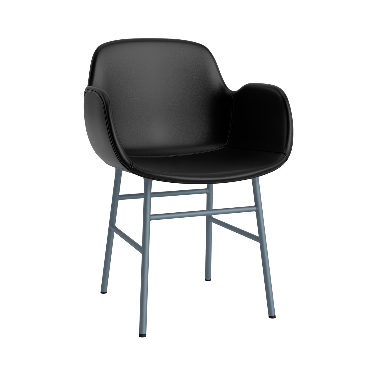 Form Armchair: Steel Base + Full Upholstered + Blue