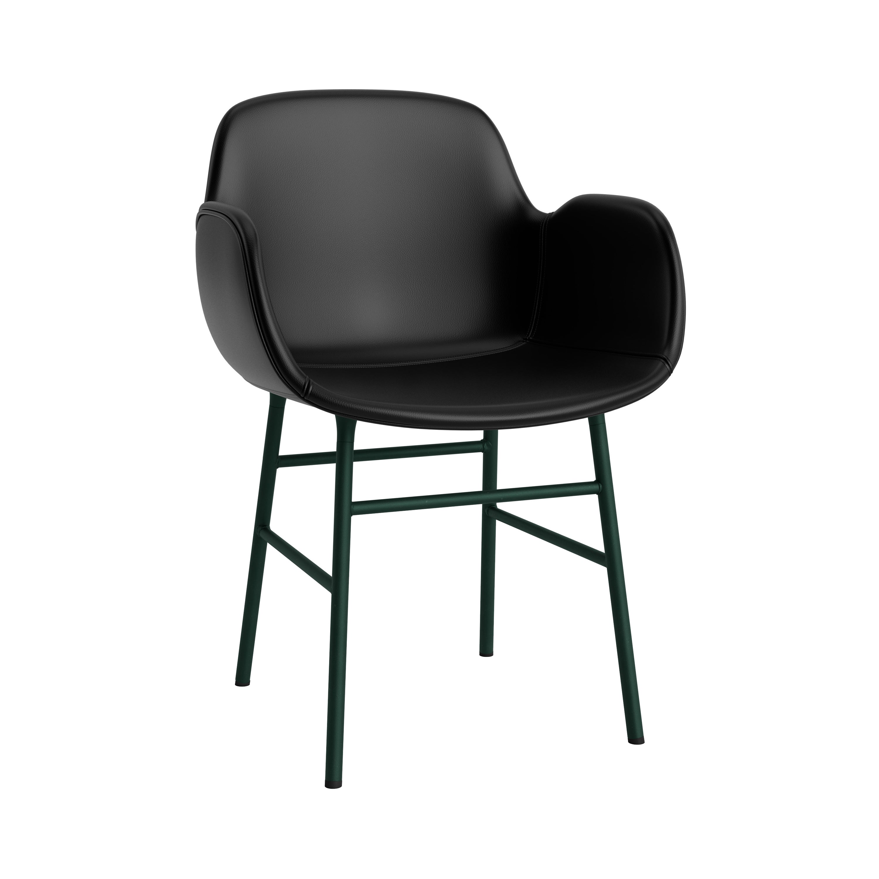 Form Armchair: Steel Base + Full Upholstered + Green